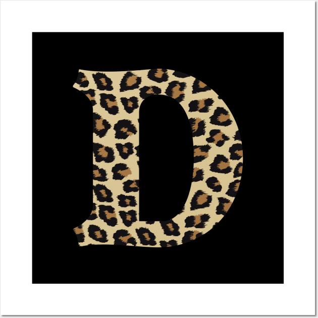 Letter D Leopard Cheetah Monogram Initial Wall Art by squeakyricardo